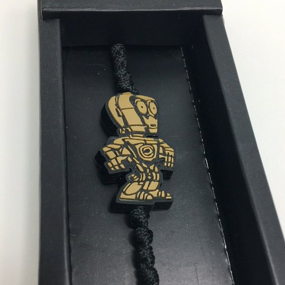 Star Wars C-3PO Bracelet Adjustable Bioworld Disney Lucas Films Black Cord New - Picture 7 of 12